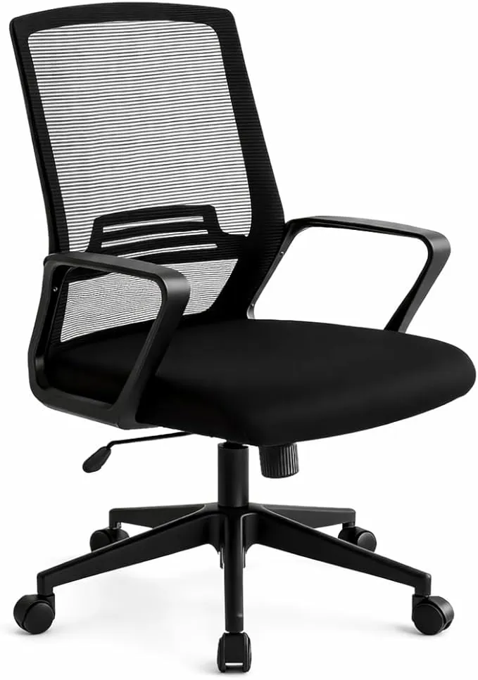 T-LoVendo - Silla de Oficina o Escritorio ergonómica con Soporte Lumbar y Respaldo de Malla Transpirable. Altura Regulable. Giratoria