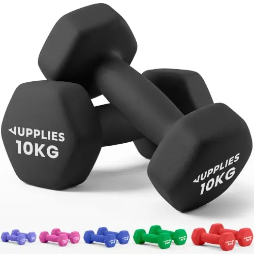 JUPPLIES Juego de Pesas y Mancuernas de Neopreno (10kg, Pack de 2)