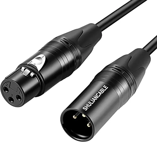 SHULIANCABLE Cable XLR Macho a Hembra, Cable para micrófono Compatible con Micrófono, Mezclador, Altavoz, Amplificador, Grabador de Estudio (5M)