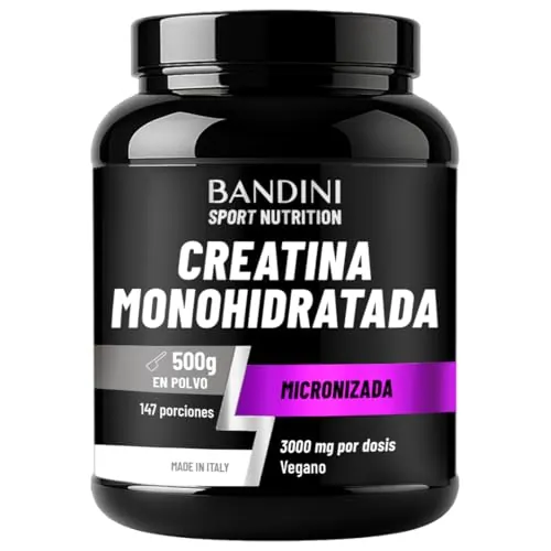 Bandini® Creatina Monohidrato Micronizada Polvo 500 g - 100% Pura, Vegana