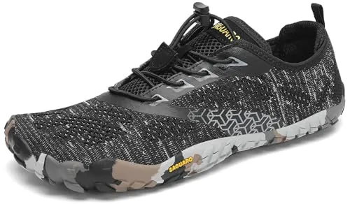 SAGUARO Hombre Mujer Zapatillas Barefoot Minimalistas Calzado de Training Ligeras Cmodas para Caminar Senderismo Ciclismo Trail Running Trekking Playa Agua, Negro Tinta, 43 EU