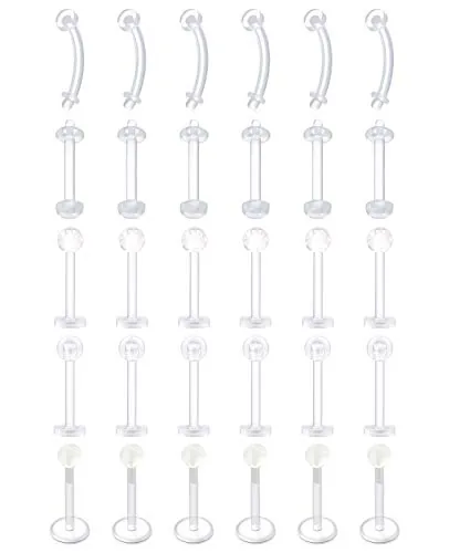 D.Bella 16G Anillos de Labios Transparentes UV Acrílico Flexible Labret Monroe Tragus Pendiente Stud Piercing del Vientre