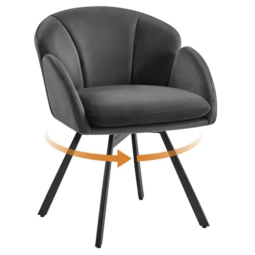 Yaheetech Silla Oficina Giratoria 360°, Sillón en Forma de Flor Gris Oscuro