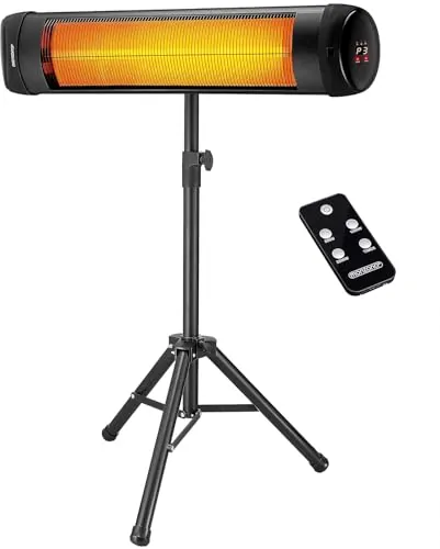 MONZANA® Calefactor por Infrarrojos Exterior Terraza 2500W 3 Temperaturas Estufa Mando a Distancia Altura 110-175cm