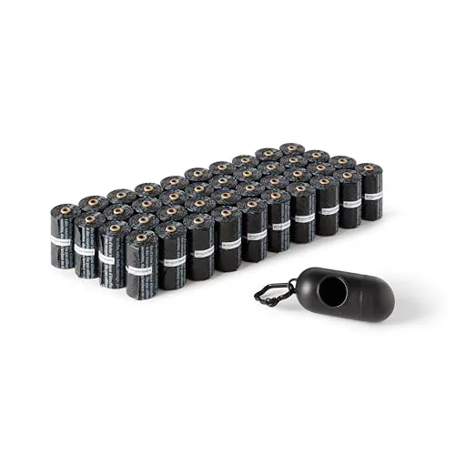 Amazon Basics Bolsas de basura para perros con dispensador y clip para correa, sin perfume, 600 bolsas (40 paquetes de 15 bolsas)