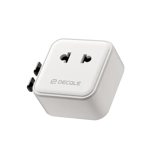 decqle “Air” Adaptador Enchufe Universal con AC 2500W MAX para Viaje | Adaptador de Viaje, NO Un Convertidor de Tensión, para EU, Reino Unido, Americano, Canadá, Australia & 200+ País (Blanco)