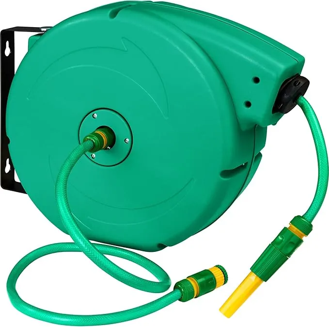 tectake® Tambor Riego Manguera Extensible con Enrollador de Cable Integrado para un Uso Práctico en Exteriores, Ideal como Manguera Jardin para el Riego Eficiente y Ordenado del Jardín - 20 Metros
