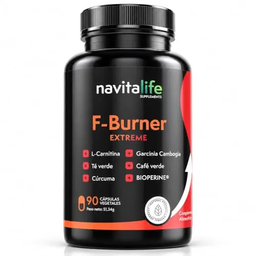 Navitalife F-Burner - con L-Carnitina Carnipure y Extractos Naturales | Fórmula Completa con Té Verde, Garcinia, Café Verde y Cúrcuma | Energía y Rendimiento para Rutinas Activas | 90 Cápsulas