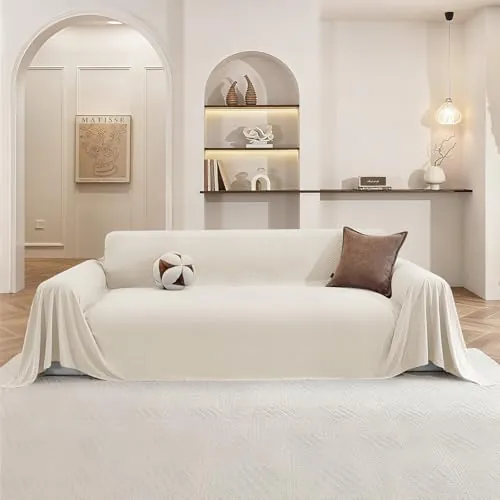 Ystyle Funda Sofa 1 Plaza, Manta Cubre Sofa, 200x230 CM, Crema | Cubre Sofa Grande Antideslizante, Fundas Para Sofa Antimanchas, Protector De Sofa Suave y Cómoda, Sofa Cover Lavable