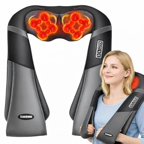 TAKRINK Masajeador Cervical y Espalda Shiatsu con Calor, 16 Cabezales