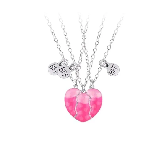 BFF Collares con Luminoso para 3 Niñas, Best Friends Collar Magnético, Collar de Amistad con Colgante de Corazón, Regalos de Joyería de Amistad de San Valentín para Niñas Mujer Amigas Hermanas Madre