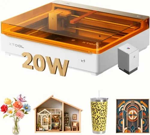 xTool M2 20W Grabadora láser cerrada Clase 1 con impresora CMYK y doble cámara. Corta madera gruesa y acrílico a todo color. Potencia industrial para pequeñas empresas, fácil y segura