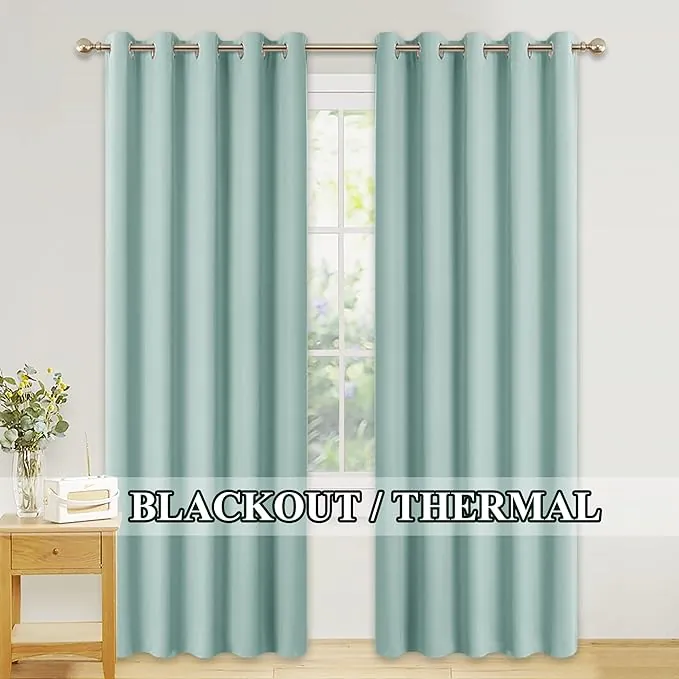 PONY DANCE Cortinas Salon Modernas, Opacas Termicas Aislantes Frio y Calor, para Dormitorio Niño, 2 Piezas, 167x228 CM, Verde Claro