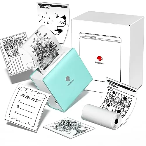Phomemo Mini Impresora – M02 Impresora inalámbrica portátil de Mano, Compatible con iOS y Android, Impresora de Etiquetas térmicas para Lista de Trabajo, Nota de Estudio, Diario, Verde Helado