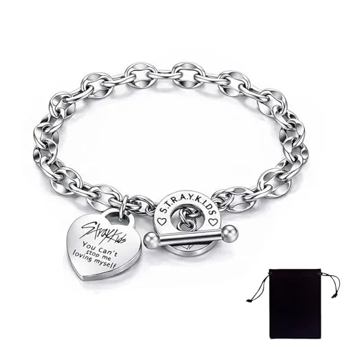 KSJEHW Pulseras para mujer Kpop Stray kids regalos para niños Mercancía de Kpop Stray Kids Regalos para fans (Plateado)