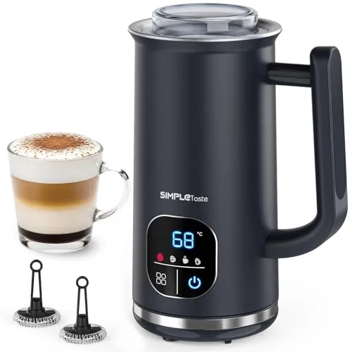 SIMPLETASTE Espumador de Leche Eléctrico 4 en 1 con Pantalla Táctil LED