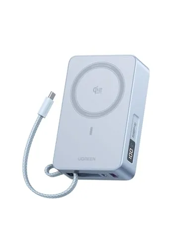 UGREEN Magflow Qi2 25W Power Bank Inalámbrico 20000mAh Cable USB C PD 45W