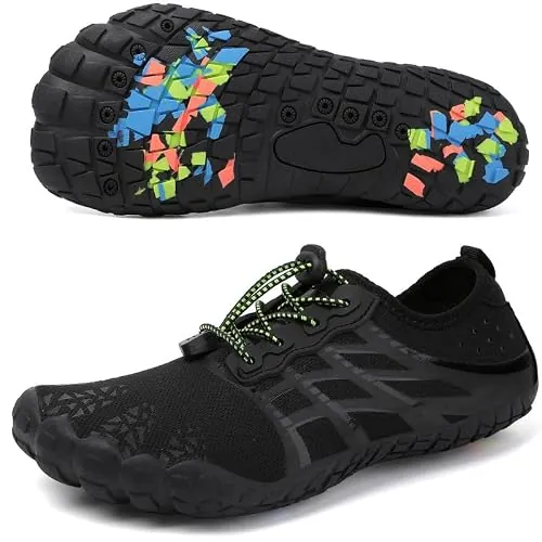 Unisex Zapatos Descalzos Hombre Mujer Zapatos de Agua Hombres Mujeres Barefoot Zapatillas Outdoor Secado Rápido Surf Calzado para Yoga Playa Transpirable Ligero y Antideslizante(Negro 44EU)