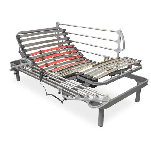 Homey - Cama Eléctrica Articulada Flexipro con 5 Planos y Estructura Reforzada + Juego de Barandillas Abatibles - Ergonómica, Fiable y Silenciosa, Motor Alemán, 67,5 x 190