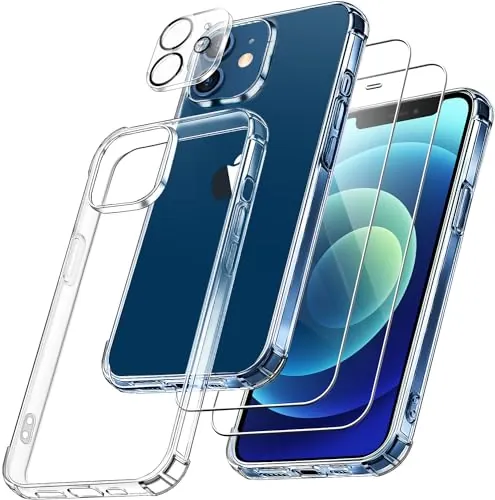 FLLAO 4 en 1 Funda para iPhone 12 6.1", Transparente