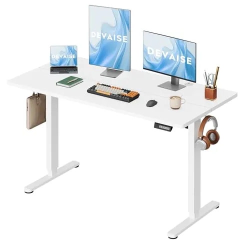 DEVAISE Escritorio Elevable Eléctrico,Mesa Regulable Rltura 140 x 70cm con 3 Memorias,Mesa de Oficina con Panel Inteligente en Casa con Tablero Ensamblado, Roble Natural