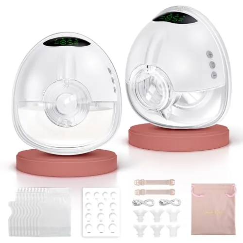 Lulia Sacaleches Electricos Manos Libres con 4 Modos Y 9 Niveles, Succion Fuerte, Sin BPA, Discreta, Extractor de Leche Materna Electrico Con Boquillas De 17/19/21/24 MM(1 Pieza)