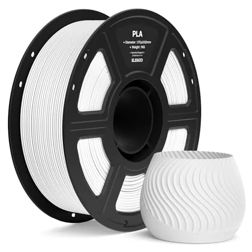 ELEGOO Filamento PLA 1.75 1KG Blanco, Filamento para Impresora 3D, Precisión Dimensional +/- 0.02mm, Carrete Filamento 3D,para Mayoría Impresoras 3D