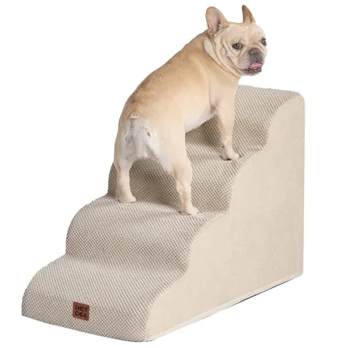 EHEYCIGA Escalera para Perros Pequeños 4 Peldaños, Beige
