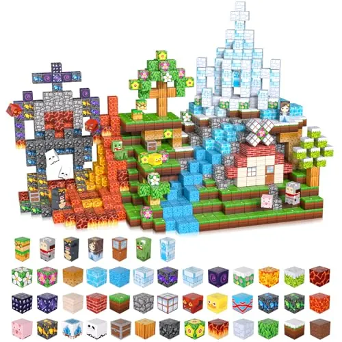 ACELIFE Bloques de construcción magnéticos 200 piezas, juguetes magnéticos creativos STEM Bloques de construcción magnéticos, juguetes regalos para niños y niñas de 3 4 5 6 7 8 años