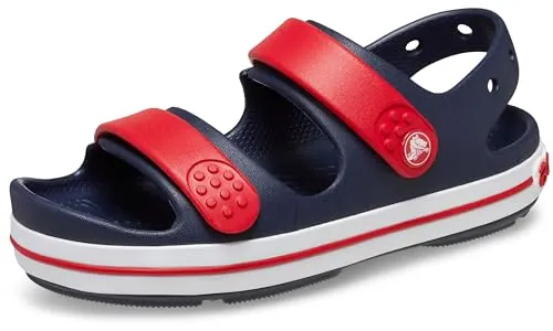 Crocs Crocband Cruiser Sandal T, Sandalias Unisex niños, Navy Varsity Red, 24/25 EU