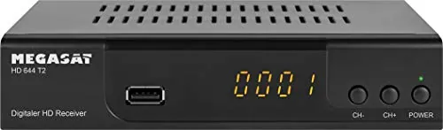 Megasat HD 644 T2 – Receptor DVB-T2 (recibe Todos los Canales gratuitos vía Antena, USB Mediaplayer, Full HD, SCART, HDMI) – Negro