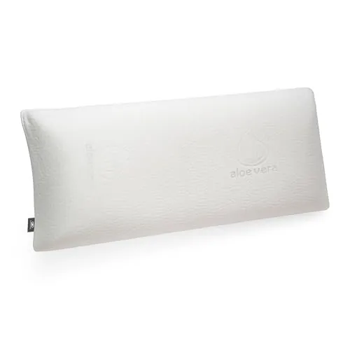 FUSIONHOME - Almohada Viscoelástica Aloe Vera 150 cm - Núcleo 100% Viscoelástico - Máximo Confort Memory Foam, Ergonómica y Termorregulable - Funda Desenfundable y Lavable con Cremallera
