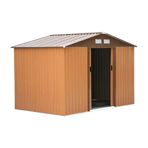 Outsunny Caseta de Jardín Exterior 4,9 m² 277x195x192 cm Amarillo
