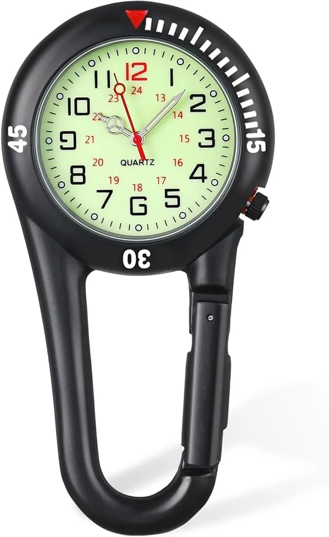 Reloj de bolsillo FOB con esfera luminosa, reloj de clip, reloj paramédico, reloj paramédico de acero inoxidable, resistente al agua hasta 30 m, reloj de cuarzo con clip, reloj de enfermera