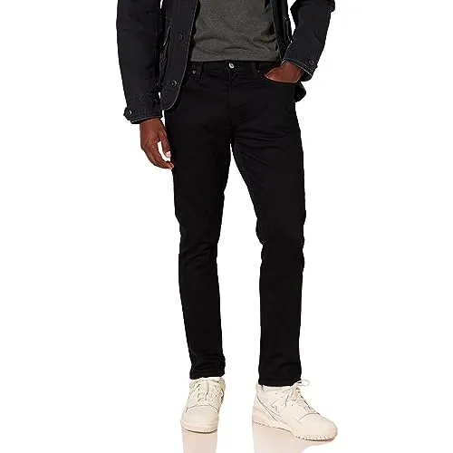 Amazon Essentials Pantalón Vaquero Elástico de Ajuste Ceñido - colores interrumpidos Hombre, Negro, 42W / 28L