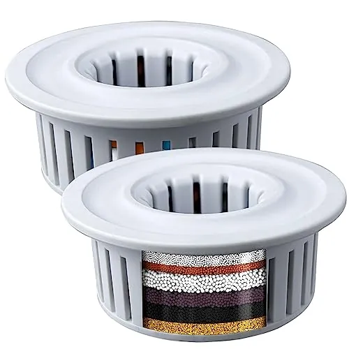 Paquete de 2 Cartuchos Filtrados de Ducha, Cartucho de Filtro de Cabezal de Ducha Multietapa de Repuesto Voolan, Filtro de Ducha Universal de Alto Rendimiento y Larga
