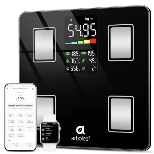 arboleaf Báscula Peso Corporal, Bascula de Baño Inteligente con APP, 180kg