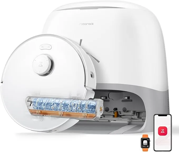 roborock Qrevo Curv 2 Flow Robot Aspirador con Rodillo Extensible de 270 mm, Refresca Mopa Siempre, Succión de 20000 Pa, Sistema Doble Antienredos, Estrategia para Alfombras Inteligente, Autovaciado