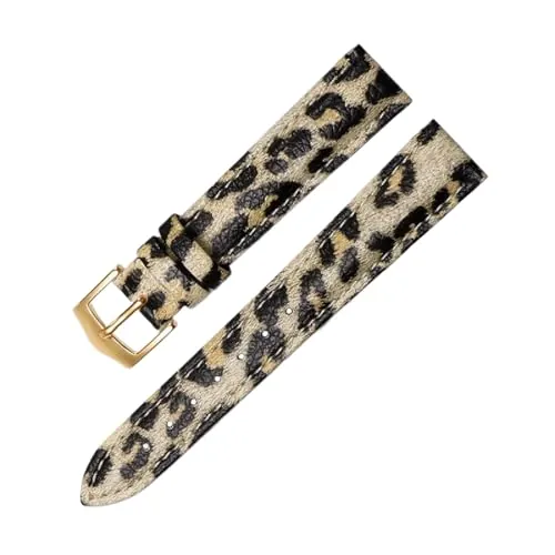 Chlikeyi Correa de reloj de cuero genuino con estampado de leopardo, accesorios para reloj de mujer, 12-20mm, Color 11, 20mm