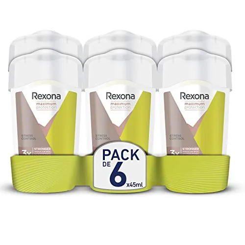 Rexona Maximum Protection Desodorante en Crema Antitranspirante para Mujer Soft Solid Stress Control 45ml - Pack de 6