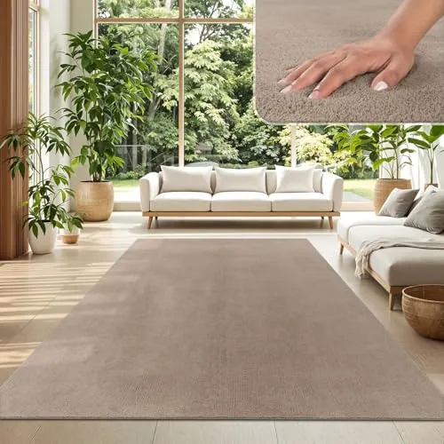 TT Home Alfombra Salón Taupe 160x220 cm Lavable y Pelo Corto
