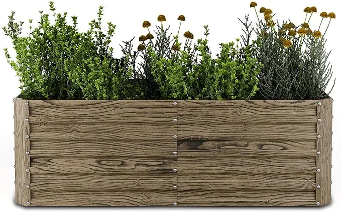 blumfeldt Jardineras Exterior Grandes - Arriate Elevado 972L en Acero Galvanizado, Resistente a la Intemperie, Diseño Ergonómico con Fondo Abierto para Flores, Hierbas & Verduras, Fácil Montaje