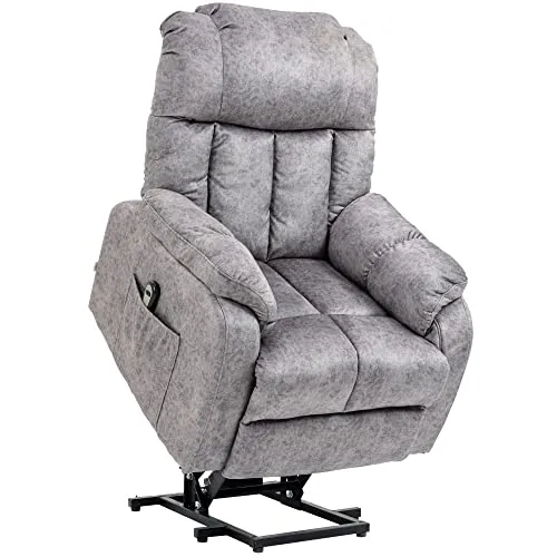 HOMCOM Sillón Relax Levanta Personas Eléctrico con Reposapiés Gris