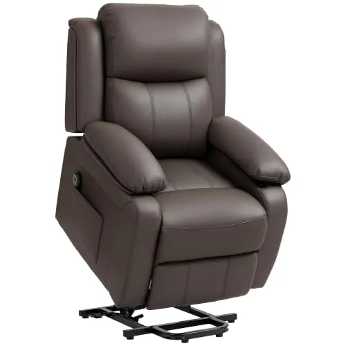HOMCOM Sillón Relax Eléctrico Reclinable Levanta Personas Marrón Oscuro