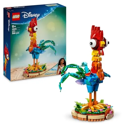 LEGO | Disney Vaiana 2 Heihei Juguete de Construcción - Figura Articulada de Animal con Cabeza Giratoria, Alas Móviles y Plumas en la Cola con Base de Exposición - Regalo para Niñas de 9+ Años 43272