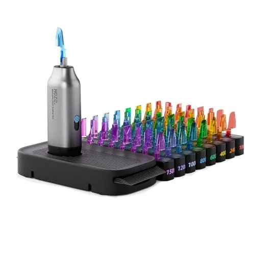 Kit Combo Premium NeoSander de HOZO – Mini Juego de Lijadora Reciprocante de Detalles con 64 Cabezas de Lijado Codificadas por Color, Base de Carga y Juego Básico de Papel de Lijar, Idea de Regalo