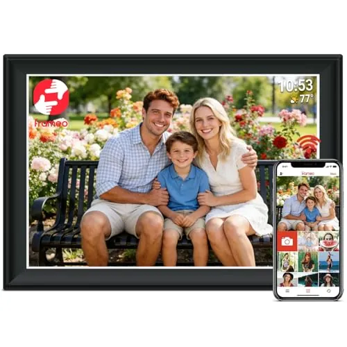 64 GB FRAMEO 10,5 pulgadas digital marco de fotos WiFi Smart 1920 x 1280 FHD pantalla táctil IPS, autorotación, soporte para tarjetas SD en unidad USB, 2,4/5 GHz, control de aplicación a través de