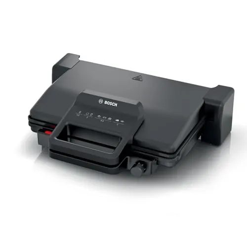 Bosch - Grill, eléctrico, 2000 W, Termostato, Revestimiento cerámico, Negro, TCG3323