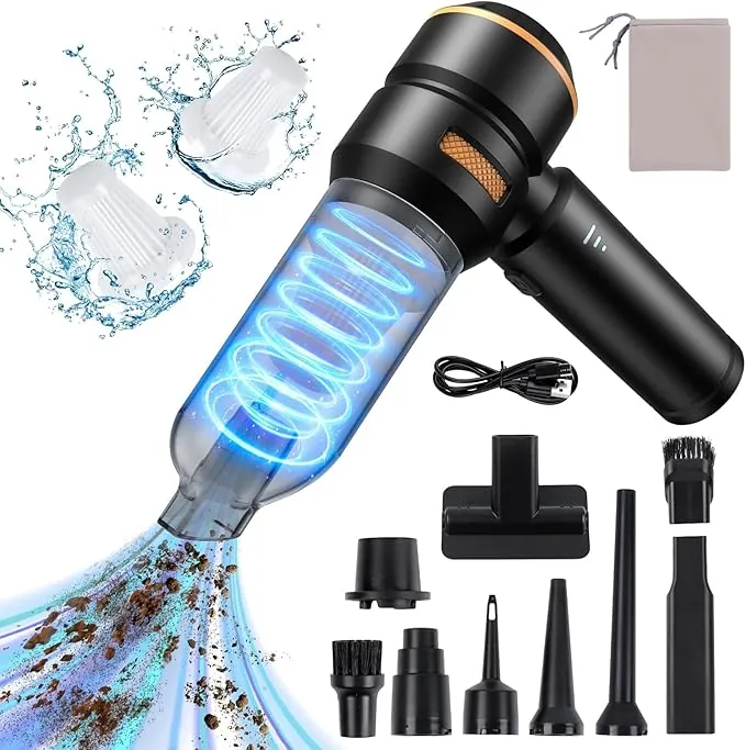 Aspirador de Mano Potente - 20000Pa Mini Aspiradora de Mano Sin Cable, Aspirador Coche Potente sin Cable Adecuado Para PC,Casa,Grietas y Rincones, También Puede Usarse Como Bomba de Inflable, 6000mAh