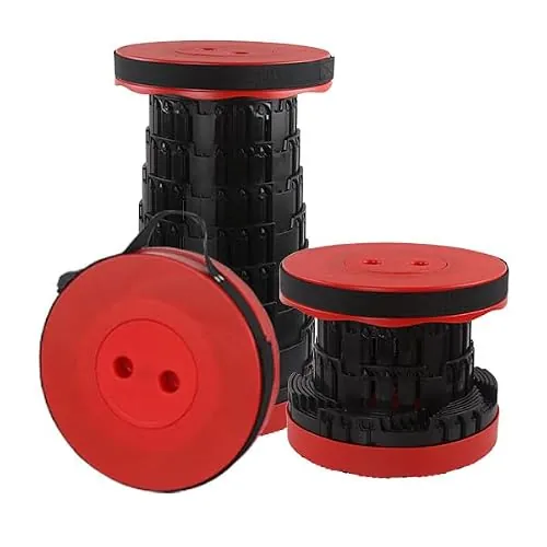 Rshuhx Taburete Plegable portátil Plegable para Adultos,Taburete Ligero retráctil Adecuado para Caminatas al Aire Libre Taburete de Camping de Pesca Carga máxima 460lbs/210 kg (Rojizo)